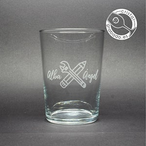 Vaso sidra personalizado dibujo profesiones novios boda